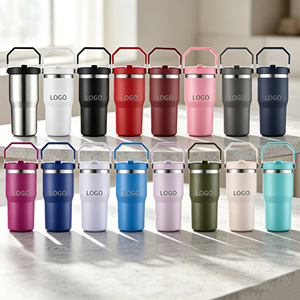 Vaso Térmico de Acero Inoxidable de Doble Pared con Asa Plegable, Tapa Antiderrames y Boquilla Única, 20oz/30oz, Ideal para Conducir - Product Image 1