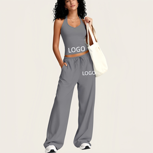 Customized AL Yoga 2-piece Set for Women: <strong>Strapless</strong> Backless <strong>Top</strong>, <strong>Loose</strong>-<strong>fitting</strong> Pants, Ideal for Fitness Training and Sportswear - Product Image 5