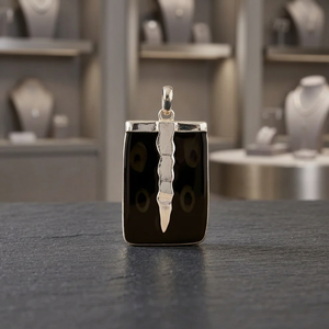Pendentif en argent 925 pour femme, onyx, plaqué rhodium, géométrique, diamant zircon, or rose, pour un usage quotidien, fiançailles, chaînes tendance - Product Image 3