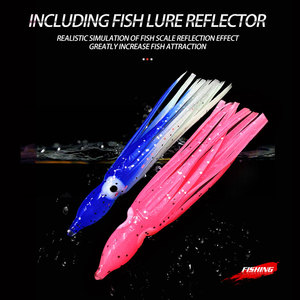 5 calamari pz/borsa bagliore per la pesca di gomma morbida Hoochies polpo calamaro gonna esca <span class=keywords><strong>acqua</strong></span> di mare per il tonno spigola - Product Image 3