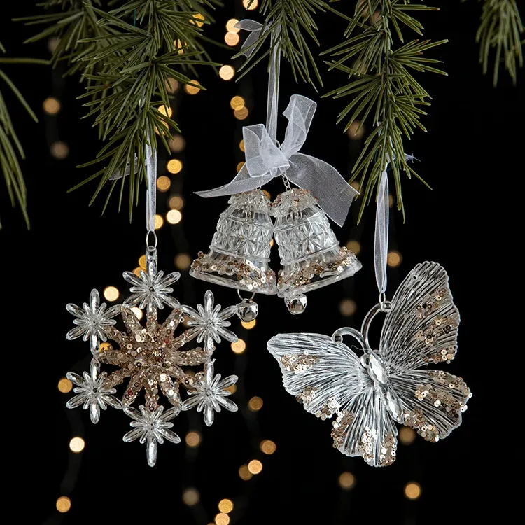 Luxo Árvore De Natal Lantejoulas Decoração De Árvore De Natal Glitter Árvore De Natal Pendurado Ornamentos Decorações