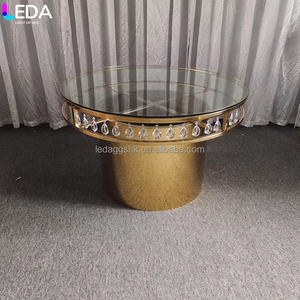 LEDA Wedding <b>Birthday</b> Party Decor Modern Design Outdoor Clear Glass Metal Frame Hotel Furniture Dining <b>Table</b> - Product Image 1