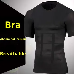 Chaleco moldeador adelgazante de talla grande para <span class=keywords><strong>hombre</strong></span>, Camiseta deportiva sin mangas de nailon transpirable térmico con compresión de pecho y abdominoplastia - Product Image 6