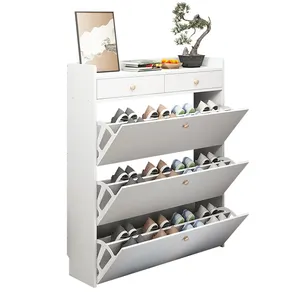 Modern living room cheap mdf design european style white wooden shoe cabinet storage door shoe rack suppliers