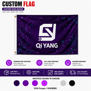 Drapeaux personnalisés à fond blanc avec 2 œillets, 3x5 pieds, en tissu occultant, transfert thermique, polyester 150D, avec logo – Offre Spéciale - Product Image 1