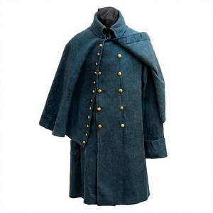 Manteau de style laine bleu paon avec cape amovible, veste à quatre boutons, uniforme OEM pour hommes - Product Image 1