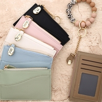 Portefeuille compact en cuir PU pour femme, élégant et simple, avec porte-cartes bancaires et bracelet perlé - Haoxuan Back School Diwali