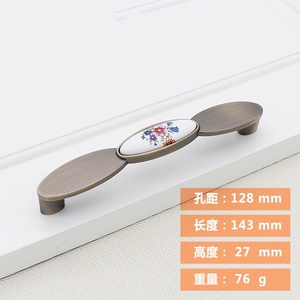 Bronze-colored <b>Ceramic</b> Zinc Alloy Pull Handle for Wardrobe Bedroom Cabinet Hardware Single-Hole Installation for Kitchen Dresser - Product Image 2