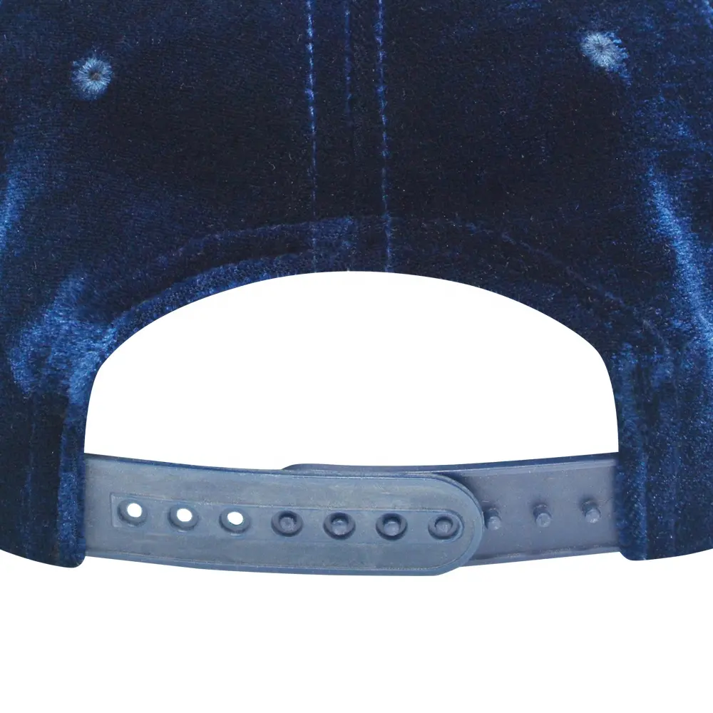Custom Embroidered Logo Dark Blue Baseball Hat Satin Lining Velvet Baseball Cap