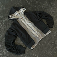 Grosir kustom Streetwear ukuran besar katun 100% polos kosong Hoody dipotong ritsleting atas lapisan ganda tiga Hoodie