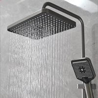 Haute qualité contemporain moderne intelligent Chrome poli laiton ensemble complet pluie douche robinets barre coulissante système de douche carré