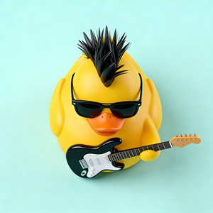 定制摇滚音乐黑胶唱片鸭子雕像 - 电吉他手主题促销收藏品礼物 - Product Image 3