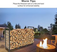 Support à bois de chauffage robuste en métal pour extérieur, rangement de bûches étanche pour foyer et cheminée
