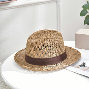 JAKIJAYI Chapeau de Panama en paille de jonc de mer unisexe de haute qualité Chapeau de plage populaire à large bord Prix compétitif Chapeau de soleil pour hommes femmes - Product Image 5