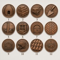 Pièce de monnaie commémorative personnalisée en alliage de zinc avec relief 3D, motif briques, style patrimoine, avec boîte de luxe, sans minimum de commande, vente en gros