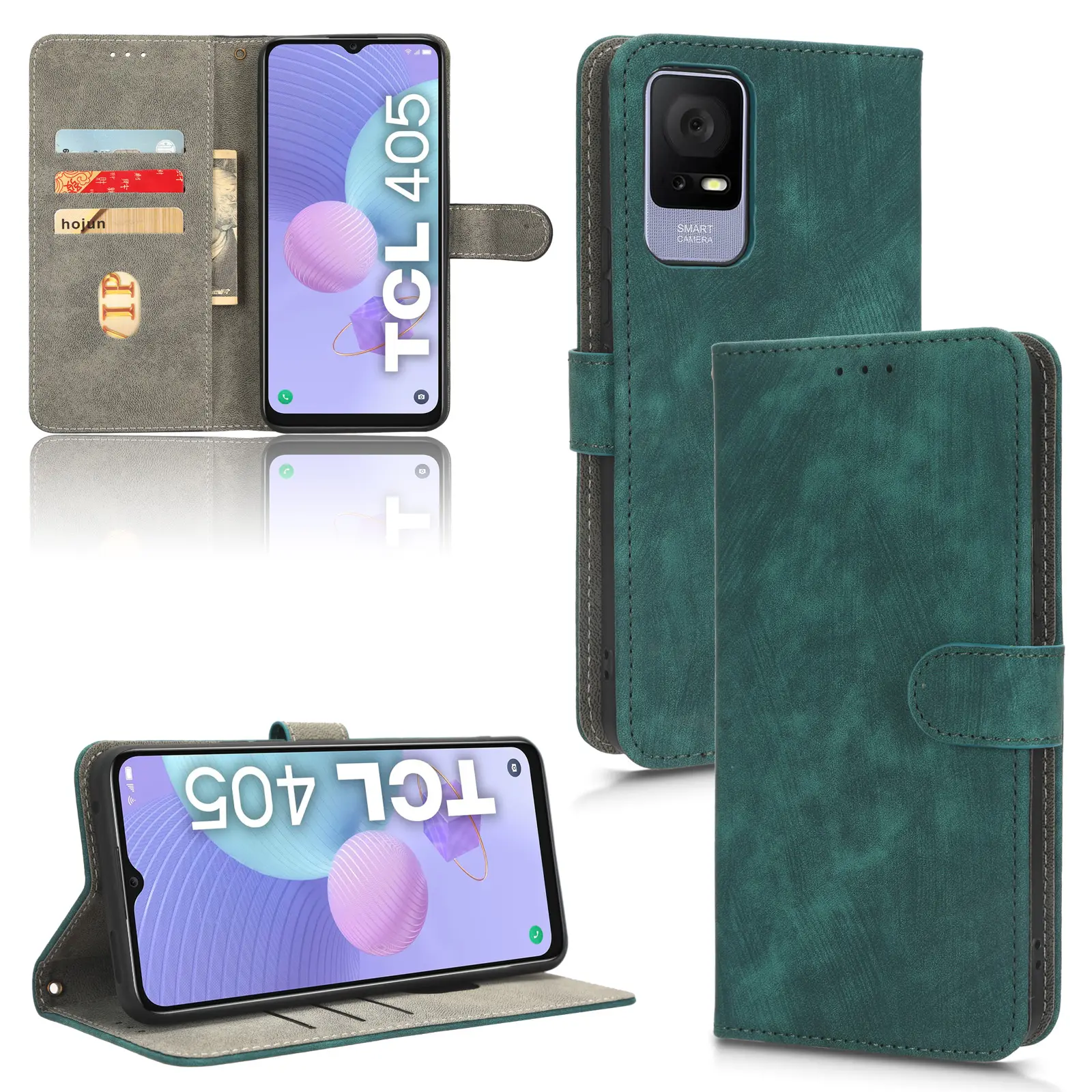 Bảo vệ máy ảnh da trường hợp RFID chặn chủ thẻ Wallet trường hợp đối với TCL 405/TCL 406/t506d/TCL 408 da điện thoại trường hợp bìa