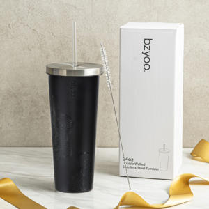 แก้วน้ำสแตนเลสพร้อมหลอดสแตนเลสขนาด24ออนซ์ผู้ผลิตในไต้หวัน - Product Image 4