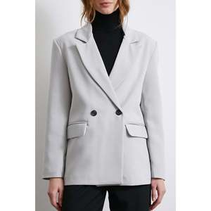 Blazer Clásico para Mujer, Gris, Viscosa y Poliéster, Cierre Doble con Botones - Product Image 1