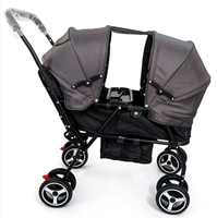 Poussette double luxueuse multifonctionnelle avec cadre en acier inoxydable et tissu Oxford, poussette compacte pour jumeaux, pliable