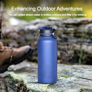 Bouteille d'eau isotherme portable en acier inoxydable pour le <span class=keywords><strong>camping</strong></span> et les voyages en plein air, avec fonction de purification d'eau et filtre intégré pour boire directement - Product Image 2