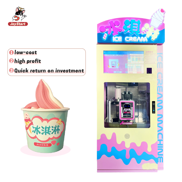Ice Cream Robot Vending Machine Supplier Best Soft Serve Machine Intelligent Full Automatic SDK Compressor Cooling LED Display