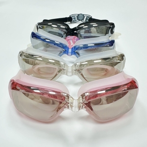 Professionelle Schwimmbrille für Erwachsene mit UV400 Blau-Weiß Gehärteten Gläsern Silberbeschichtung Antibeschlag Surf-Ohrstöpsel Box-Design - Product Image 5