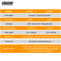 Impresora de Etiquetas de Transferencia Térmica Godex ZX430i ZX430i+ de 300dpi, Impresora de Escritorio de 105mm de Ancho para Etiquetas Adhesivas y Etiquetas de Ropa