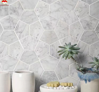 Mosaïques hexagonales en marbre poli de qualité supérieure, art mosaïque et revêtements de sol en mosaïque pour les murs de salle de bain et les crédences de cuisine