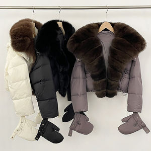 Jxwatcher kış kısa kayış eldiven Parkas 90% beyaz ördek uzun kaban kadınlar gerçek doğal tilki kürk sıcak kirpi aşağı ceket - Product Image 2