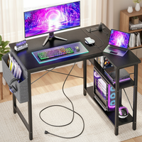 Bureau d'angle ovale convertible en métal de haute qualité, neuf, pour la maison, le bureau ou la chambre, avec surface en bois, rangement ouvert, pour l'écriture, le jeu et l'ordinateur