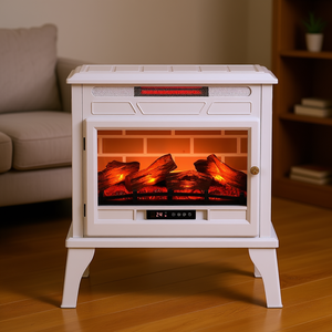 Estufa Eléctrica Independiente con Chimenea de 24 Pulgadas, Blanca, con Control Remoto, Protección Contra Sobrecalentamiento y Pantalla LED - Product Image 2