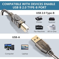 Kabel Data pemindai Printer USB 480Mbps kecepatan tinggi tembaga murni berlapis emas kustom Tiongkok OEM ODM 2.0 A Male To B Male