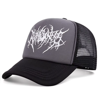 Premium hombres gótico Hip Hop Street Rap espuma malla gorra asimétrica transpirable visera Casual personaje estilo camionero sombrero
