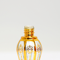 Botol Parfum Ukiran Emas Berlapis Elektroplating Berkualitas Tinggi 9 ml, Botol Attar Oud Kosong, Botol Kaca Roll-on