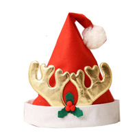 Chapeau de Noël 2026 rouge écologique en non-tissé – Père Noël, Bonhomme de neige, Élan – Décoration festive du Nouvel An, Fournitures de fête de fin d'année, XMAS