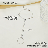 Chaîne de main délicate en zircon cubique avec anneau, ensemble de bijoux minimaliste en acier inoxydable plaqué or, bracelet et bague