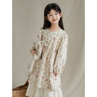 Nouveauté Robes d'été à manches longues avec fleurs pour bébés filles Vente en gros de haute qualité en pur coton Robe droite à fleurs pour enfants et filles