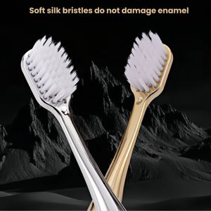 OEM cepillo de dientes para adultos de lujo mejorado de gama alta suave de cerdas galvanizadas oro plata para el hogar PBT cerdas ABS mango de goma - Product Image 3