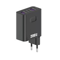 Colokan AS EU UK 200W 3 Type-c+2 USB Pengisi Daya Cepat Dengan Kabel Type c Pengisi Daya Ponsel Cepat 200W Adaptor Daya Usb-c
