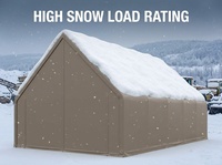 Abri d'atelier minier certifié résistant aux vents de 120 km/h, structure en A à pignon, 30x60m, PVC taupe, cadre galvanisé pour le stockage des fournitures de camp minier