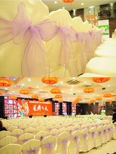 Venta al por mayor Universal mejor precio alto elástico verde lazo silla fajas para decoración de fiesta boda Organza silla fajas - Product Image 4