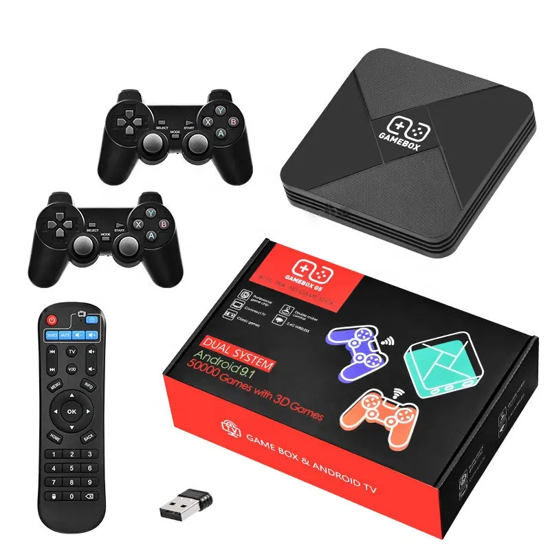 G5 Gamebox HD 4K süper konsol Video Gamebox 50 + emülatör 40000 + TV kutusu ile Retro oyunlar 9.1 Android sistemi kablosuz kontrol