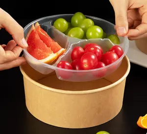 Disposable Circular Plastic 3 Cell Inner Tray Can Be Used To Hold Fruit And Fried Chicken