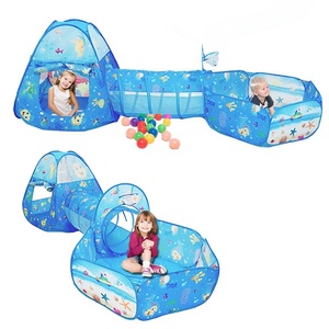 Tente de jeu pour enfants avec <span class=keywords><strong>piscine</strong></span> à balles <span class=keywords><strong>tunnel</strong></span> pour tout-petits jouets d'intérieur extérieurs 3 en 1 maison de jeu pop-up pour enfants - Product Image 1