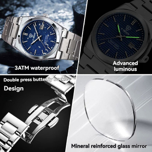 <span class=keywords><strong>2026</strong></span>年新作 ラグジュアリー カジュアル ステンレススチール製 ビジネス クォーツ 腕時計 発光ポインター付き メンズ - Product Image 2