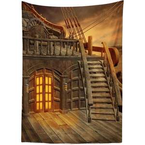 CORFOTO Wall Decor 5x7ft Pirate Ship Sailboat Wooden Battleship Backdrop Machine Washable Ironable Photoshoot Photo Booth <b>Props</b> - Product Image 4