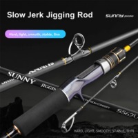 Canne à pêche en fibre de carbone haute performance pour jigging lent en eau salée, 1,5 brin, pointe pleine, pour la pêche en bateau, avec guides anti-emmêlement, pour maquereau, thon, snapper
