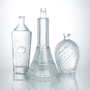 LOGO Tùy Chỉnh Nhãn Fancy <span class=keywords><strong>Odd</strong></span> Shaped Chai Rượu Thủy Tinh Chai Rỗng Độc Đáo Cho Whiskey Vodka Rum Gin Rượu - Product Image 4