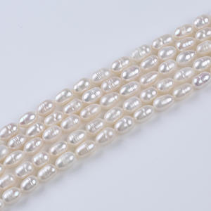 Perles de riz d'eau douce naturelles Zhuji 7-8 mm, poudre de perles blanches faites à la main pour le perçage DIY, forme de mètre, vente en gros - Product Image 2