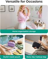 Pochette de maquillage matelassée en tissu nuageux avec logo personnalisé, sac de rangement de beauté pour femmes, pochette de maquillage matelassée, sac de voyage léger, sac de toilette